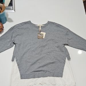 Matilda Jane Layered White Embroidered Fabric Blouse NWT. SZ MED